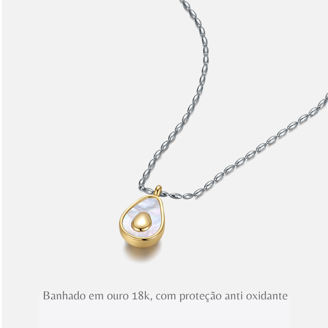 Colar em prata 925 com pingente de abacate banhado em ouro 18k - LUMINOZ