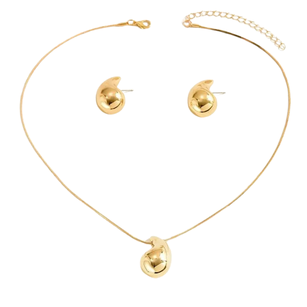 Conjunto Luminoz Brincos e colar de Lagrima
