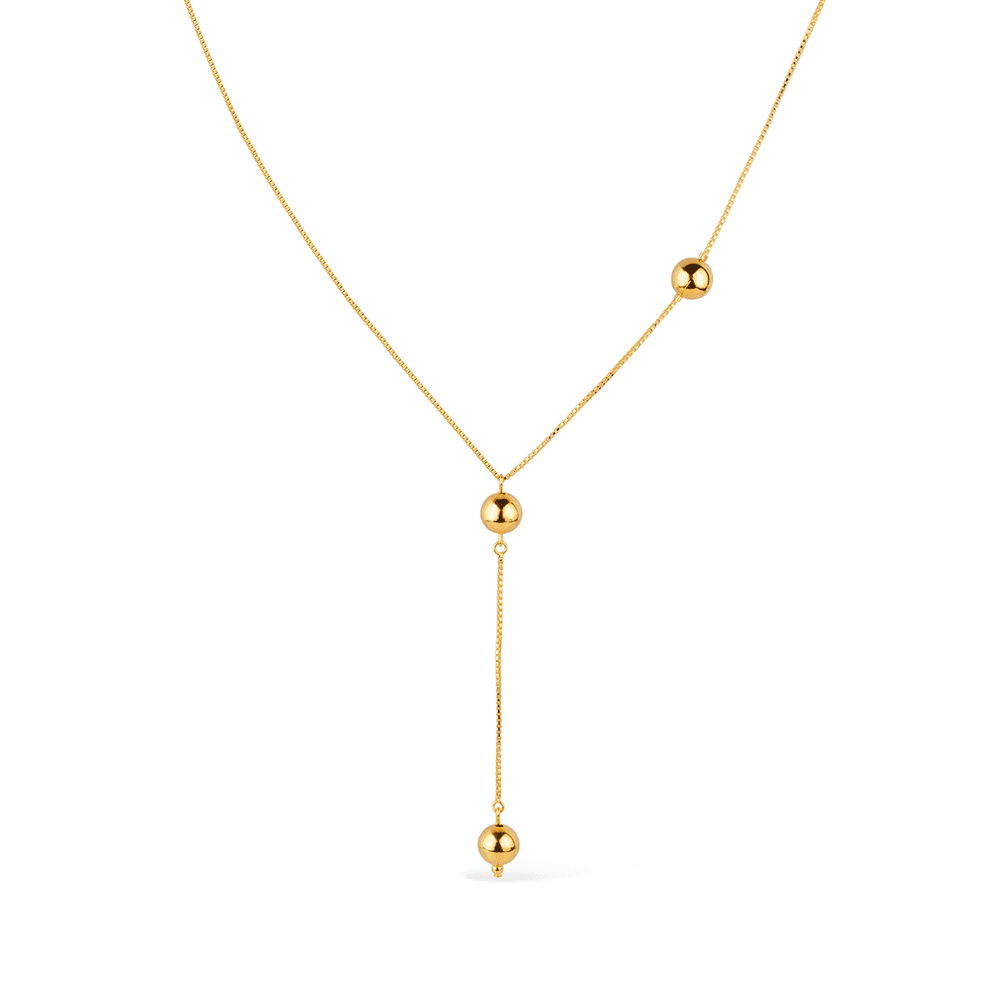 Colar Dourado de Gravatinha com Pérolas Douradas | Prestige