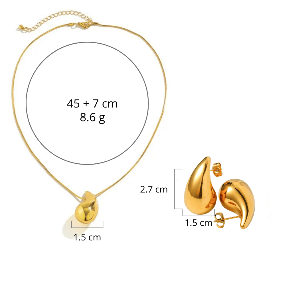 Conjunto Luminoz Brincos e colar de Lagrima