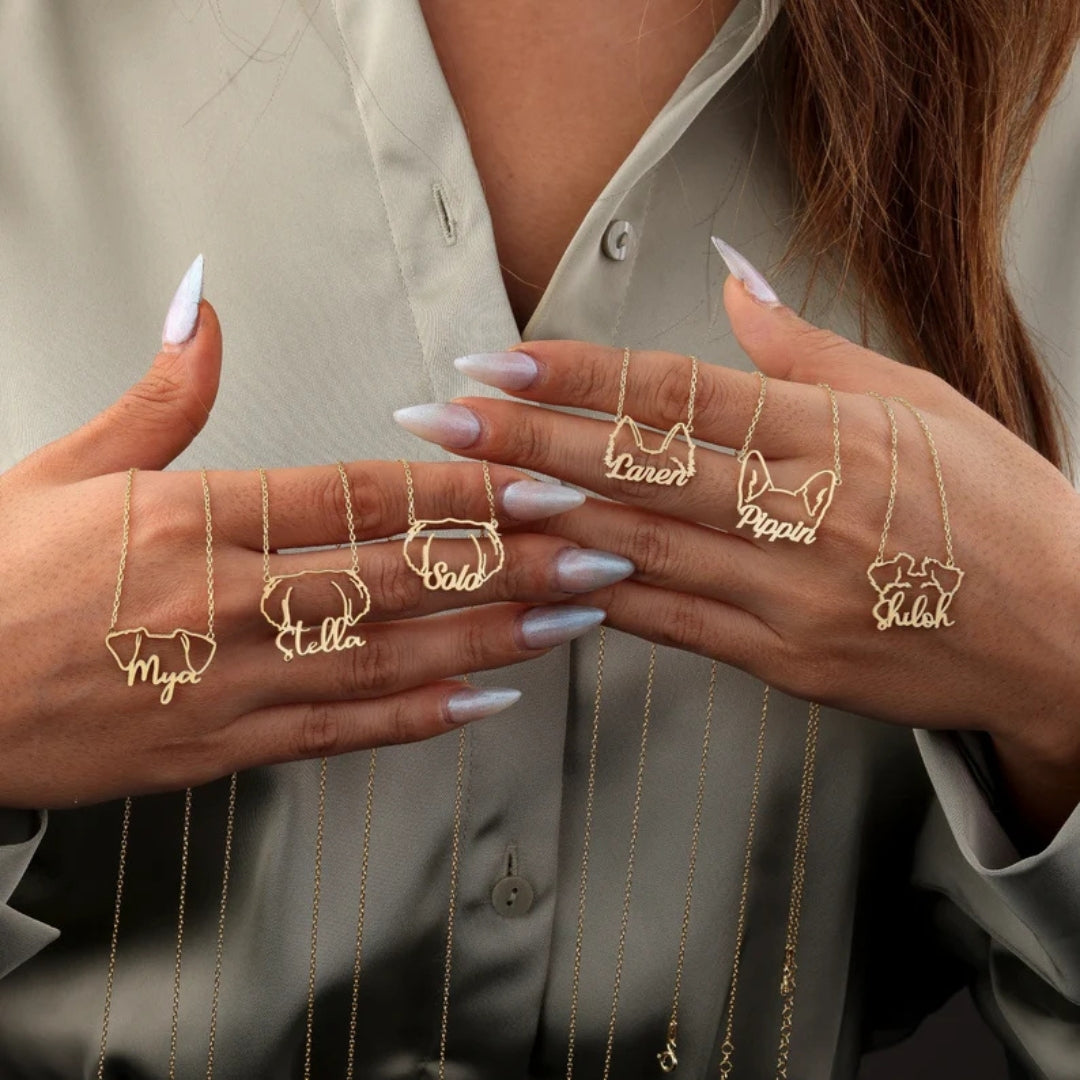 Colar Personalizado Orelhas Caninas | Banhado em Ouro 18K