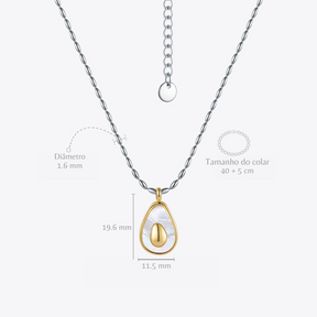 Colar em prata 925 com pingente de abacate banhado em ouro 18k - LUMINOZ