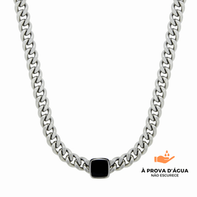 Colar com Pingente de Ônix - Banhado em Ouro 18K