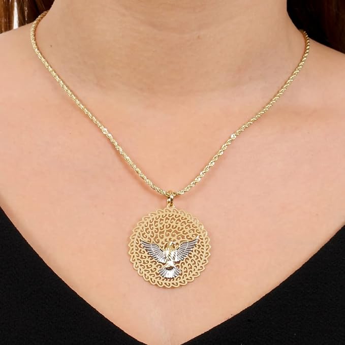 Colar + Pingente Mandala Espírito Santo Banhado Ouro 18k