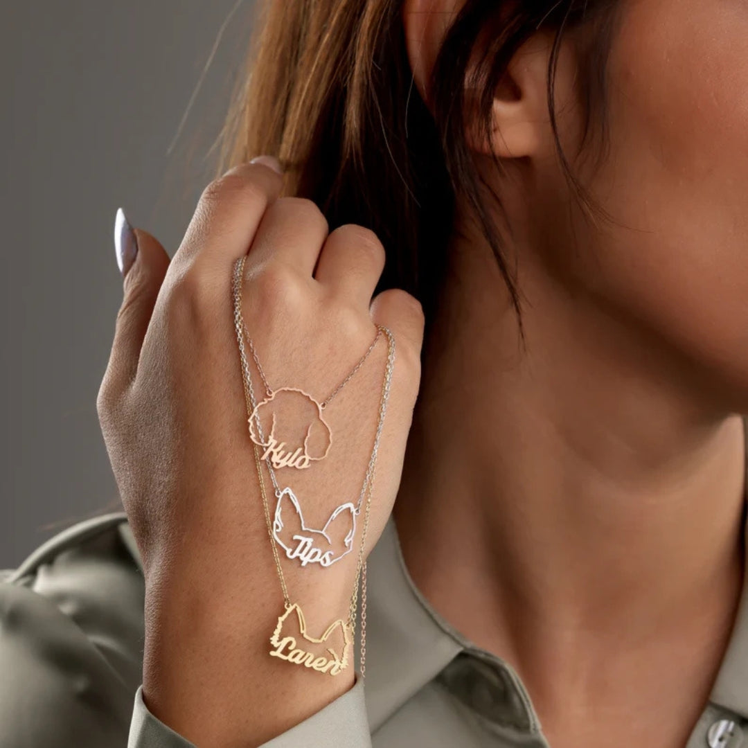 Colar Personalizado Orelhas Caninas | Banhado em Ouro 18K