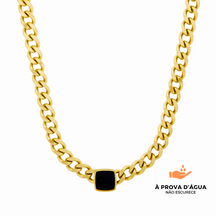 Colar com Pingente de Ônix - Banhado em Ouro 18K