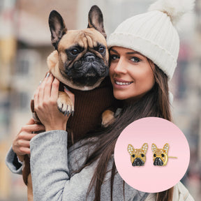 Brincos Bulldog Francês | Banhados em Ouro 18K