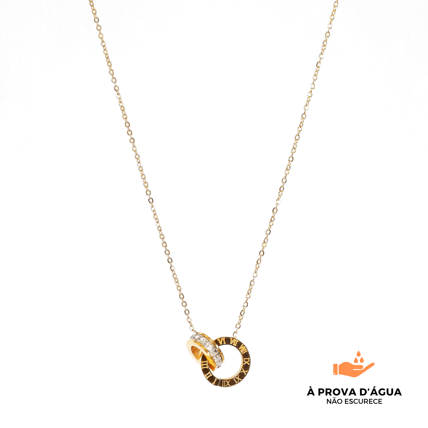 Colar Romano com Anéis Cruzados | Banhado em Ouro 18k