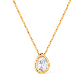 Colar Dourado de Gota em Zircônia | Prestige