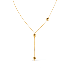 Colar Dourado de Gravatinha com Pérolas Douradas | Prestige