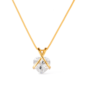 Colar Dourado de Zircônia em Formato de Coração | Prestige
