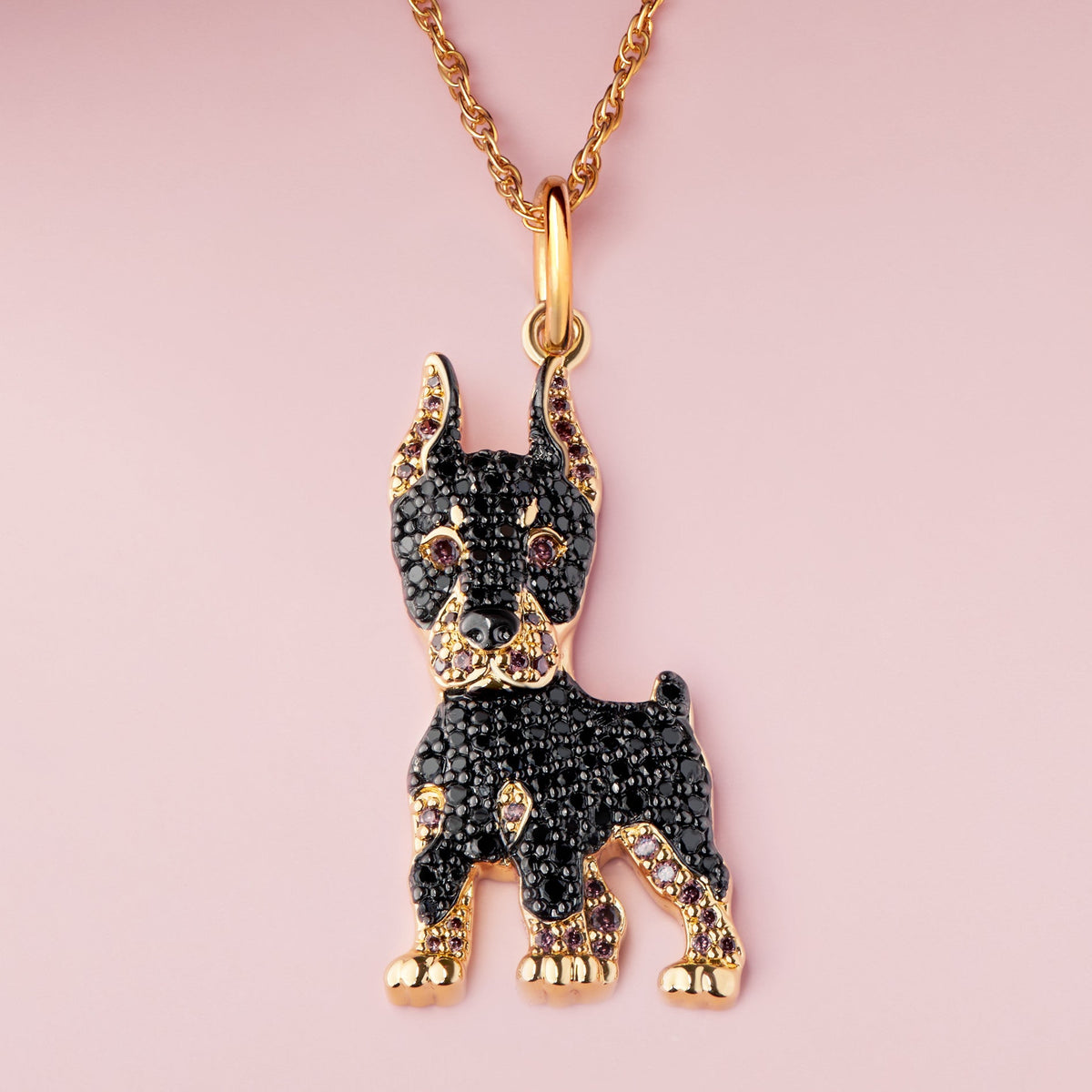 Colar + Pingente Doberman | Banhado em Ouro 18K