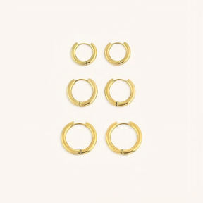 Brincos Trio Argola - Banhado em Ouro 18K
